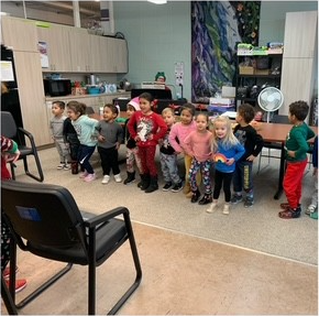 Class photo of Head Start students during the 2024 book party hosted by the Friends of the L.D. Fargo Public Library